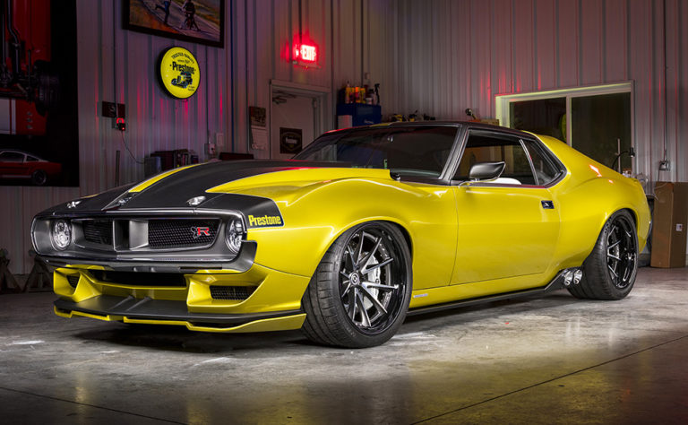 front side of 1972 AMC Javelin, reimagined by the automotive virtuosos at Ringbrothers.