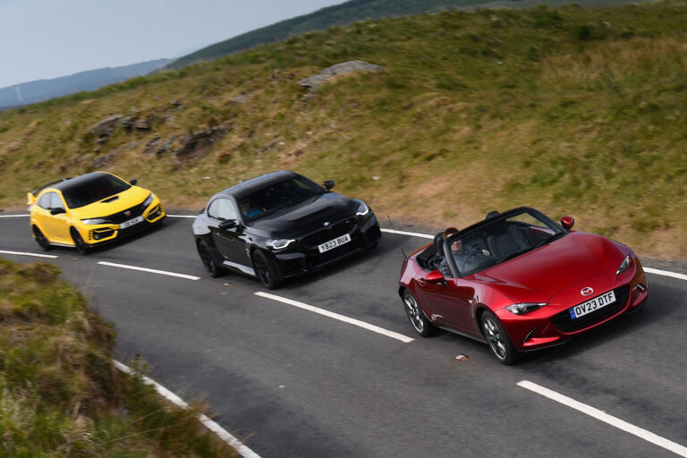 Manual showdown: BMW M2 vs Honda Civic Type R vs Mazda MX-5